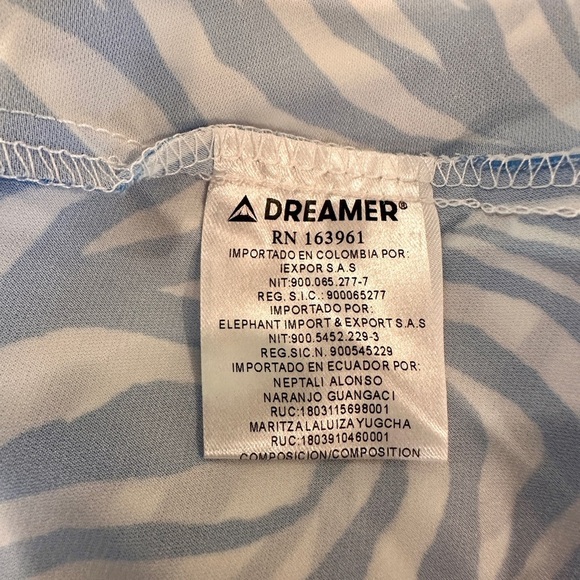 DREAMER, NWT, WOMENS, BLUE & WHITE ZEBRA PRINT, CAMI DRESS. MIDI LENGTH. SIZE L - Picture 10 of 12